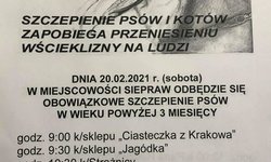 W sobotę szczepienie psów i koty w Sieprawiu i w Łyczance.